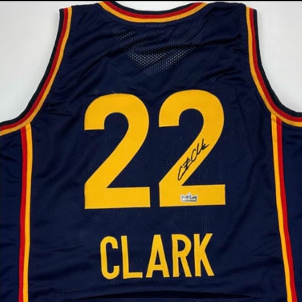Autographed Collectable Caitlin Clark Indiana Blue Basketball Jersey  Men XL